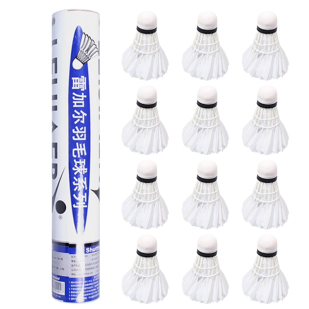 Tianhaik 12pcs Badminton Balls,Kid Adult Playing Shuttlecocks for Indoor Outdoor Competition Tranning White Feather Badminton
